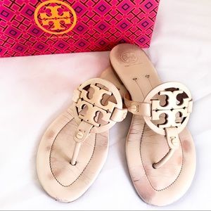 Tory burch miller sandals cream leather